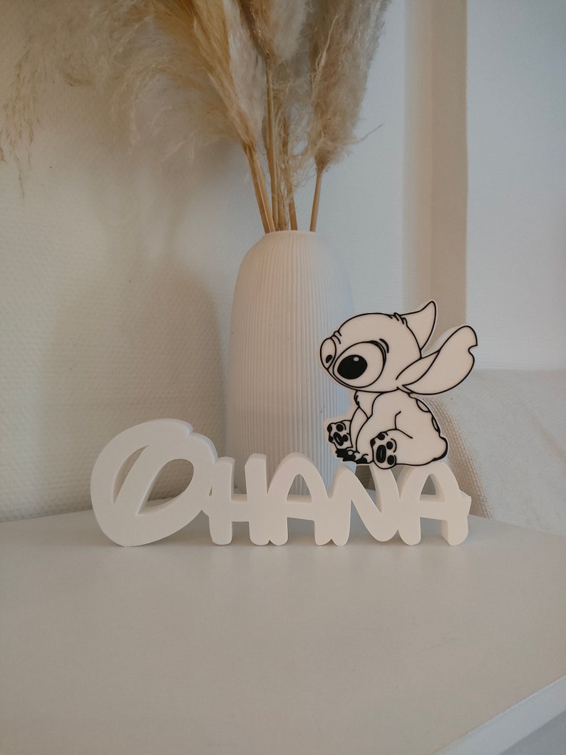 Veilleuse Stitch avec prénom personnalisé, Prénom lumineux avec Stitch à poser, Cadeau anniversaire, Baptême, Naissance , impression 3D image 2