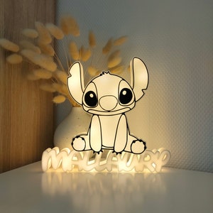 Veilleuse Stitch avec prénom personnalisé, Prénom lumineux avec Stitch à poser, Cadeau anniversaire, Baptême, Naissance , impression 3D image 4