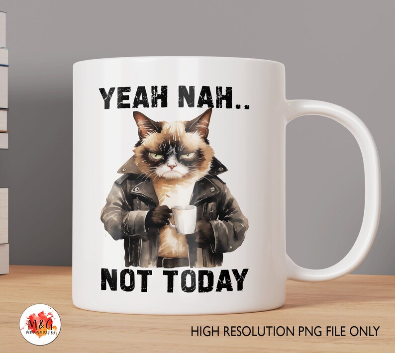 Cat Mug Files - PNG Sublimation Downloads - Funny - Grumpy - Coffee Cup ...