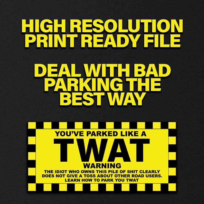 Bad Parking Cards Violation Digital Download Printable You've Parked ...