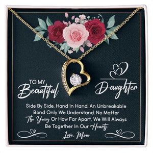 Mutter Tochter Karte Geschenk - Forever Love Heart Anhänger Halskette - Mutter Tochter Geschenk