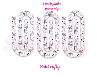 Confezione da 3 graffette JUMBO per infermieri e medici, regalo personalizzato per insegnanti, simpatico regalo di apprezzamento per gli insegnanti per il ritorno a scuola, regalo per ufficio e cancelleria.