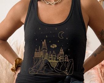 Wizard School Racerback Tank | Flying Car Castle Design