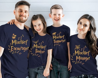 Customizable Wizard Family Matching Shirts, Mischief Manager Tees
