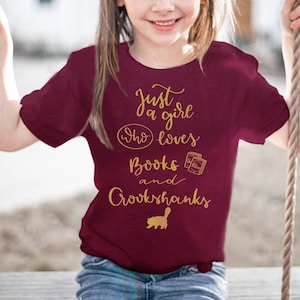 Just a girl Hermione Youth Shirt, Potterhead Kid&#39;s Shirt, Wizard Girl, Book lover daughter, Crookshanks, Wizard christmas gift for daugter
