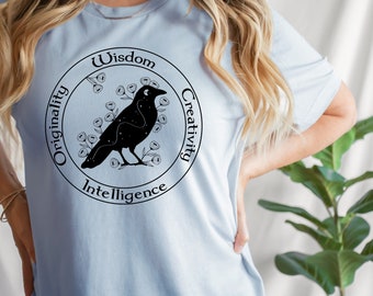 Raven House T-Shirt, Floral Wizard School Shirt, Potterhead Gift