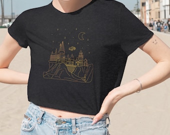 Wizard School Crop Top | Flying Car Castle Graphic Tee