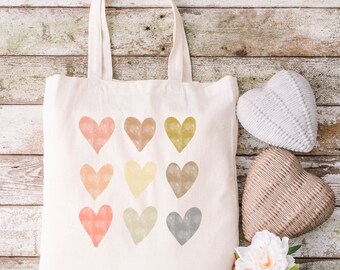 Watercolor Hearts Valentine's Day Gift Bag |  Mother's Day Present Bag | Couple's Gift Tote Bag |  Valentine's Day Gift bag