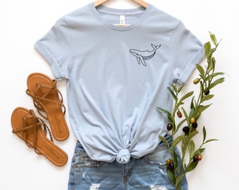 Minimalist Humpback Whale T-Shirt , Marine Life Graphic Shirt, Sea Animal Gift for Ocean Lovers