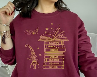 Wizard Books Hoodie – Potter Fan Gift for Magic Lovers and Readers