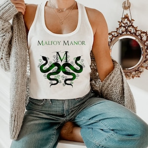 Malfoy Manor Serpent Tank Top, Wizard School Tank, Dark Academia Tank Top, Universal Vacation HP Top, Potterhead Gift, Bookworm Shirt