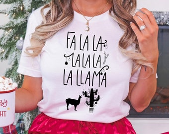 Falalalala Llama Christmas Shirt, Cactus Tee, Llama xmasTee