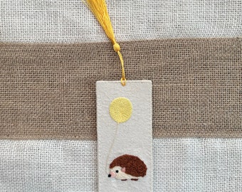 Hedgehog Embroidery Bookmark, Hand Embroidered Bookmark, Cute Animal Embroidery Bookmark, Fabric Bookmark, 3D Embroidery Bookmark