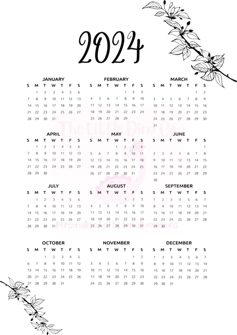 Printable 2024 Calendar PDF Calendar Year to View 2024 2024 Etsy
