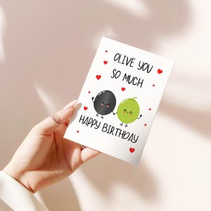 Jolie carte d'anniversaire Olive you drôle pour meilleur ami, soeur, partenaire, petit ami, petite amie, carte d'anniversaire drôle, carte de voeux drôle,