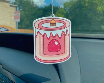 Car Freshener | Strawberry Shortcake | Strawberry & Vanilla Scent | Car Accessories | Felt Freshener | Cute Air Freshener | Unique Gifts