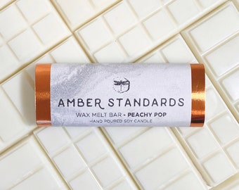 PEACH Wax Melt | Peachy Pop | ORANGE Scent | Wax Melt Bars | Hand-poured Gourmet Soy Wax | Non-Toxic Vegan | Chocolate Bar | Unique Gifts