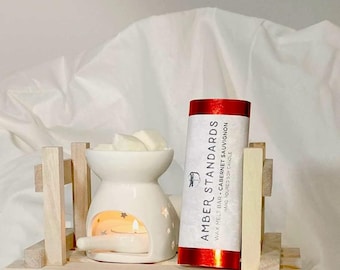 Ceramic Wax Warmer | Tealight Oil Burner with Spoon Bundle with Wax Melt