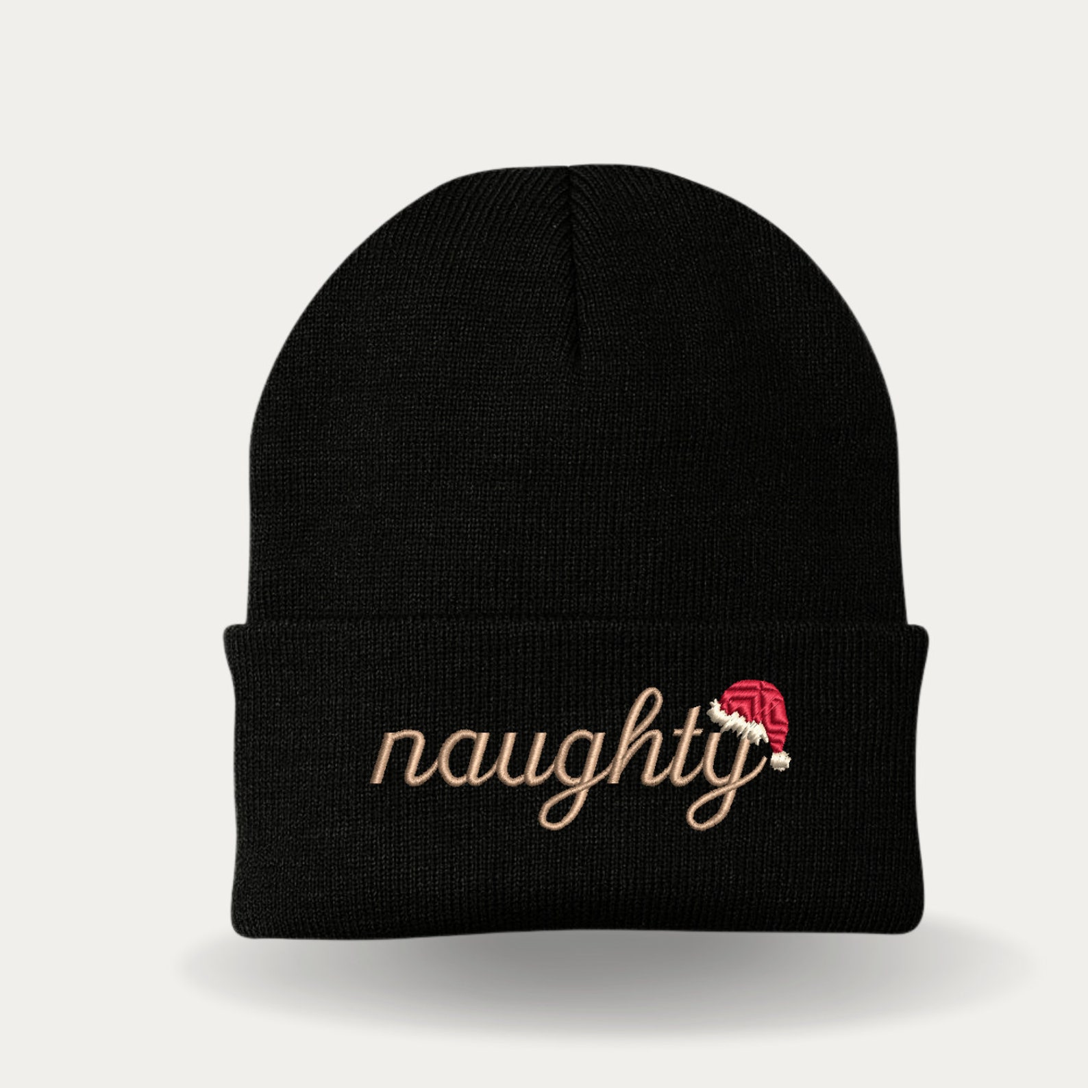 Naughty Beanie Embroidered Christmas Beanie Christmas Hat Etsy