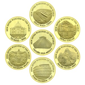 Set Di 7 Medaglie Commemorative – 7 Meraviglie Del Mondo In Argento – Monete Da Collezione - 4