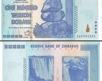 Zimbabwe/cento trilioni/dollaro/ + cento quintilioni di dollari/ banconote del 2008