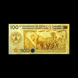 1 Stück One hundret Yottalillion  Dollar 24 K vergoldete Banknote Zimbabwe