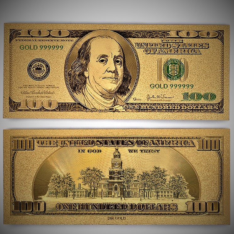 旧アメリカ100ドル紙幣です。 アメリカ 100 ドル紙幣 金メッキ カラーお土産 - Etsy 日本