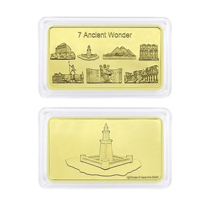 The 7 Wonders of the World Medals Bar - Very Rare - Gold Plated