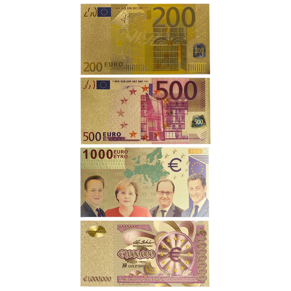 Lot de Billets Euro Plaqué Or 24 Carats - Le Comptoir de l'Euro