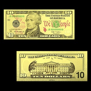 10 Dollar Amerika Banknote Gold Plated  mit Farbe Souvenier