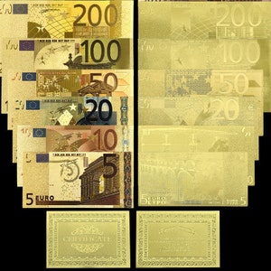 Set souvenir banconote in euro placcate in oro (12 banconote)