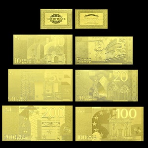 6 pieces/Europe Banknote/Euro Banknotes/Certificate/Gold Plated Souvenir