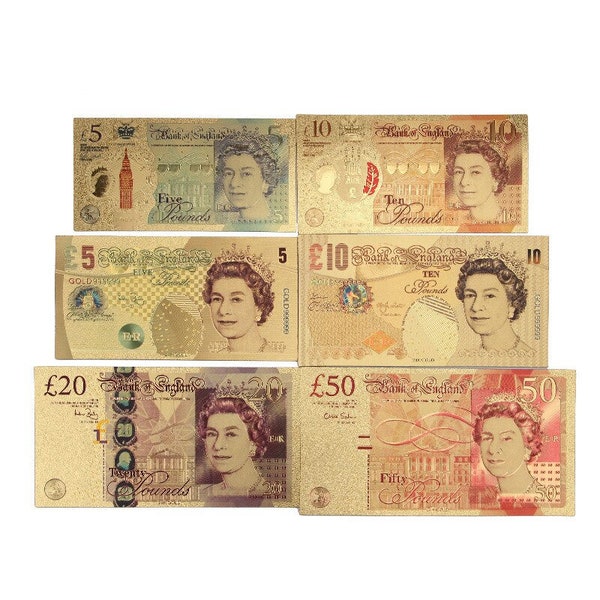 Queen Elisabeth Großbritannien Pfund  - 24 K vergoldet 4er oder 6er Satz