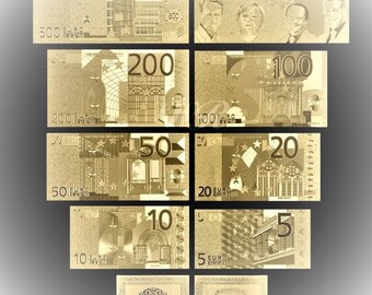8 Scheine Euro Banknoten Gold Plated Mit Farbe 1 Zertifikat - Etsy