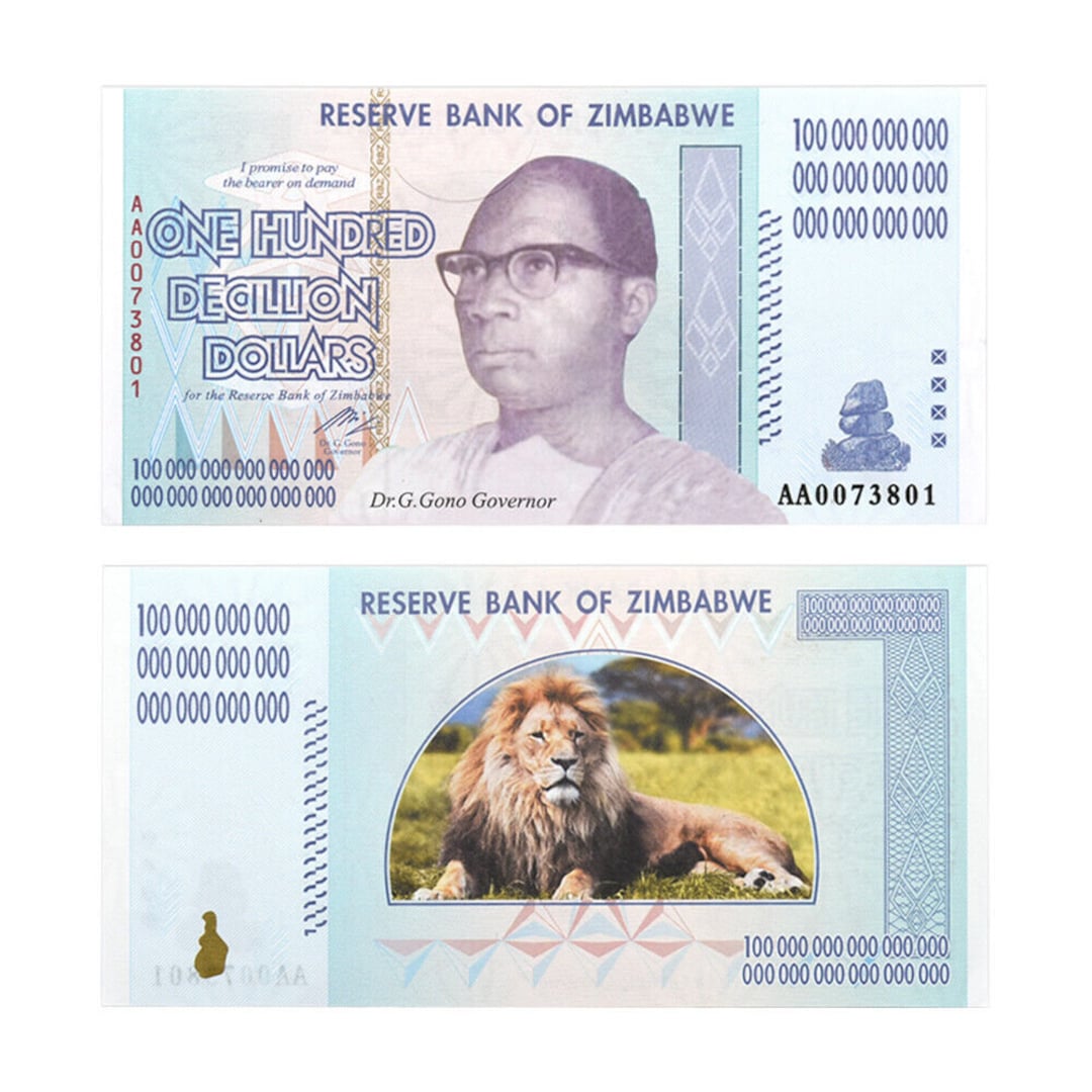 1 Piece 100 Decillion Dollars Banknote Zimbabwe Bank Fresh Uncirculated 1-piece-100-decillion-dollars-banknote-zimbabwe-bank-fresh-uncirculated