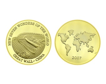 7pcs/set 2007 New 7 Wonders of the World Gold Coins Souvenir