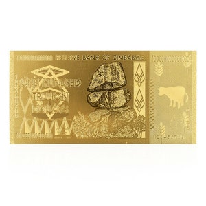 Hundred Trillion Dollar 24 K vergoldete Banknote Zimbabwe