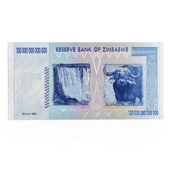 Hundred Trillion Souvenier Dollar Silver Plated Banknote Zimbabwe 2008