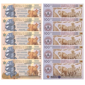 8 different banknotes Zimbabwe bank fresh uncirculated 5 pieces each