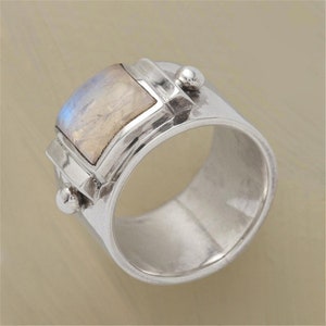 Cooler Vintage Mondstein Ring in Silber Plated Bild 2