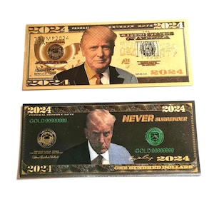 2 Scheine USA Donald Trump Goldfolie  mit Farbe Souvenier