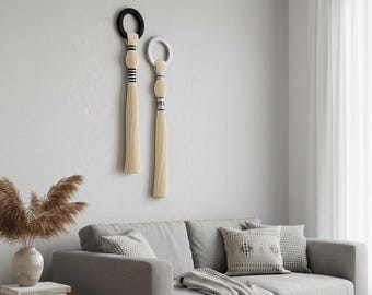 Handmade Macrame Wall Hanging Set: Linen Boho Decor