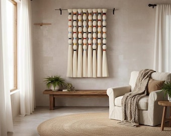 Tapiz de pared de fibra de gran tamaño, escultura de pared texturizada 3D Japandi, tapiz Wabi Sabi moderno, cabecero de cama llamativo, decoración de fibra de gran tamaño