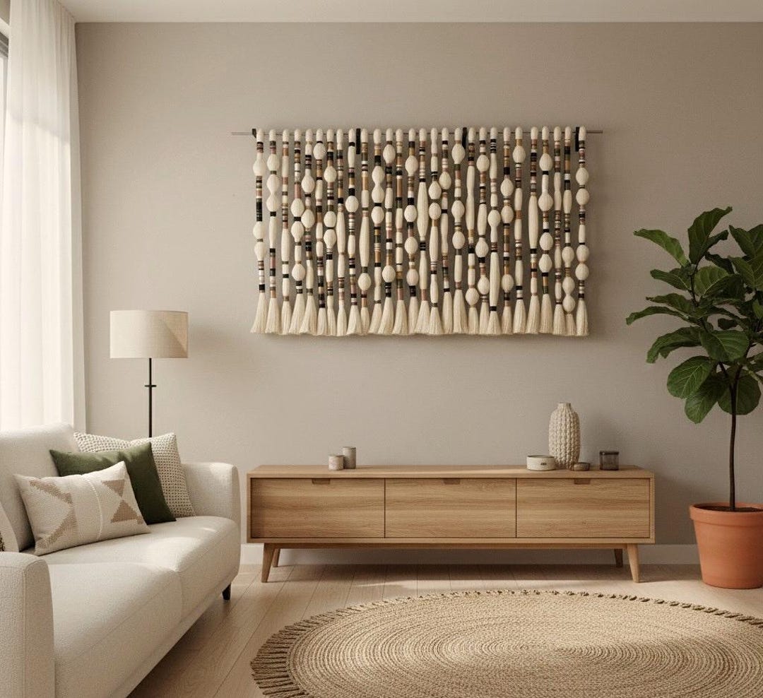 Modern Fiber Wall Hanging | Textured Boho Wall Art | 150x100 Cm Large ...