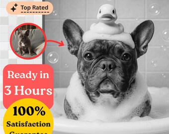 Personalisiertes Tierportrait: Lustiges Haustier in der Badewanne (Digitaler Download)