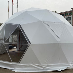 Glamping Dome All-in-one: 20ft dome frame, skin, lining, steel & Glass door and solar vent included