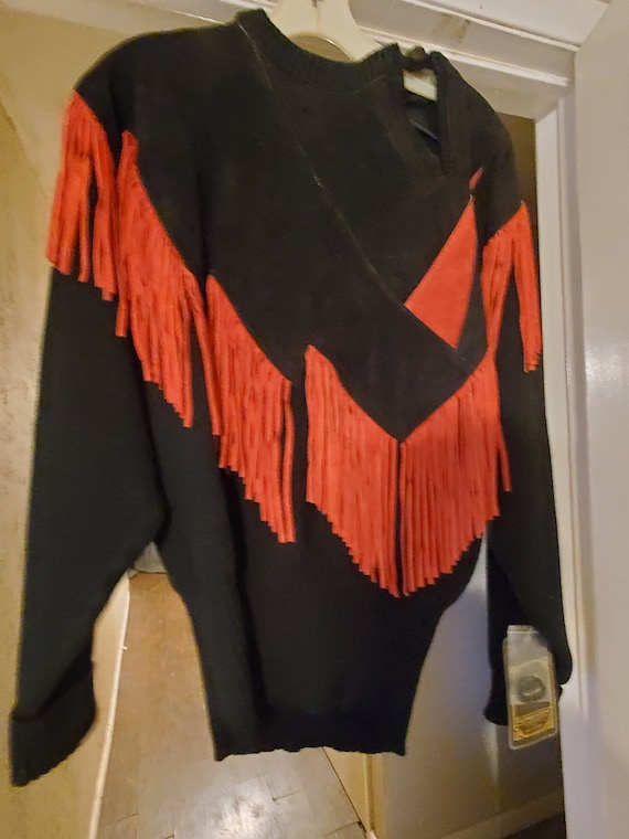 Vintage Red and Black Pioneer Wear Sweater