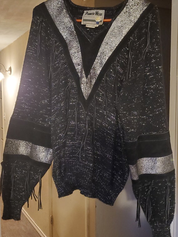 Vintage Western Black and Silver Sweater