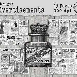 Vintage Werbung, Printable Vintage Journal Ephemera Digital Download Fussy Cuts Collage Papier Platzsets