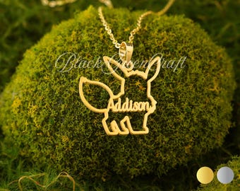 Personalized Eevee Necklace • Sterling Silver Eeveelution Pendant